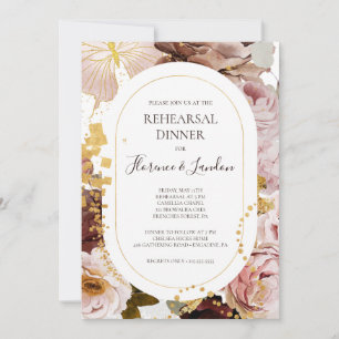 Modern Blush Floral   Rehearsal Dinner Invitation