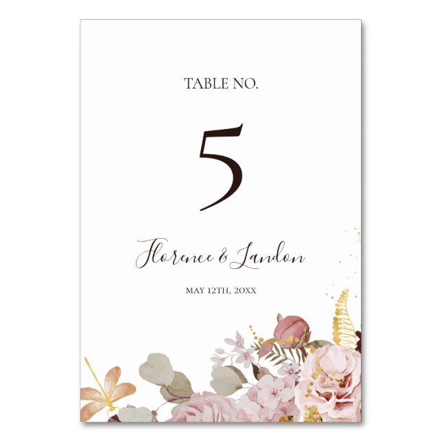 Modern Blush Floral | Table Number (Front)