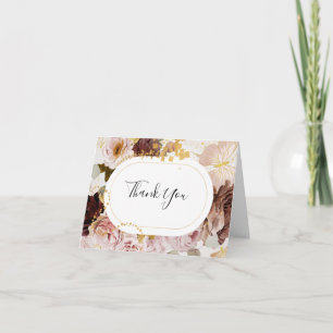 Modern Blush Floral   Watercolor Thank You Card
