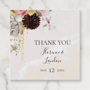 Modern Blush Floral   Watercolor Thank You Favour Tags