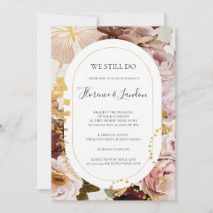 Modern Blush Floral   Watercolor We Still Do Invitation