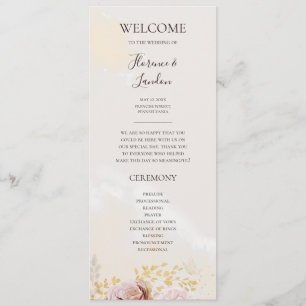 Modern Blush Floral   Watercolor Wedding Program