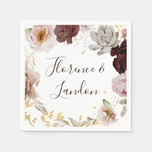 Modern Blush Floral   Wedding Napkins