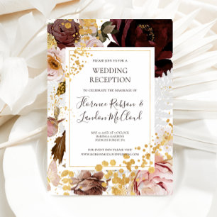 Modern Blush Floral   Wedding Reception Invitation