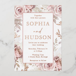 Modern Blush Floral Wedding Rose Gold