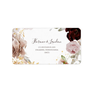 Modern Blush Floral   Wedding RSVP Address Labels