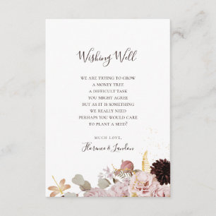 Modern Blush Floral   Wedding Wishing Well Enclosure Card