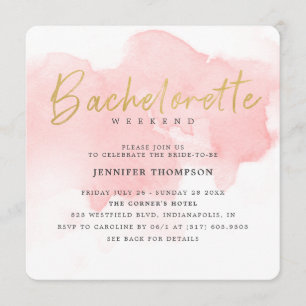 Modern Blush Gold Bachelorette Weekend Invitation