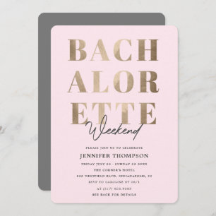 Modern Blush & Gold Bachelorette Weekend Invitation