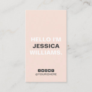 Modern Blush Grey Typo Minimalist Social Media Business Card