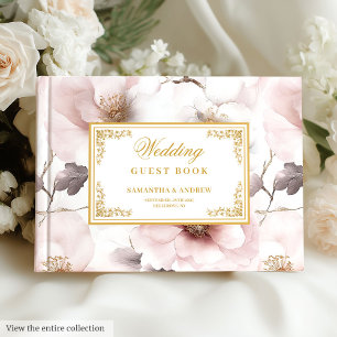 Modern Blush Ivory Gold Elegant Wedding Guest Book