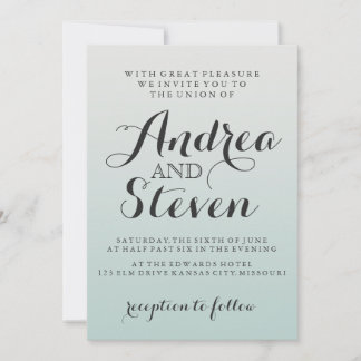 Modern Blush Light Aqua Wedding Invitations
