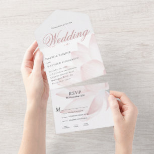 Modern Blush Lotus Floral Wedding  All In One  All In One Invitation