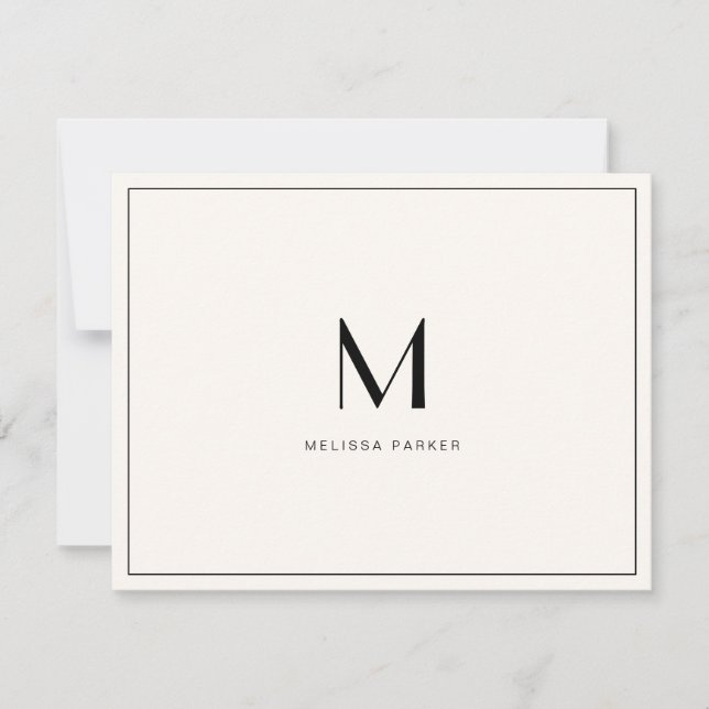 Modern Blush Minimalist monogram flat Thank You Card (Front)
