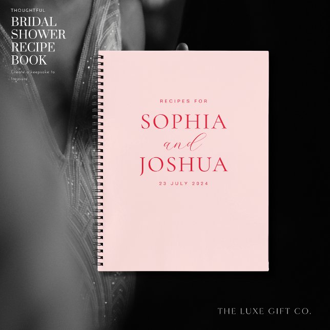 Modern Blush Monogram Bridal Shower Couples Recipe Notebook (Creator Uploaded)
