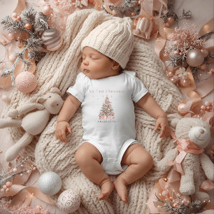 Modern Blush My First Christmas – Personalized Baby Bodysuit