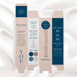 Modern Blush & Navy Bridesmaid Details Wine Box<br><div class="desc">This Modern Blush & Navy Bridesmaid Details wine box is perfect to gift your wedding party with all the details of the big day. You can customise this design further to feature your colours.</div>