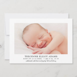Modern Blush Neutral Stripes Baby Boy Photo Birth Announcement