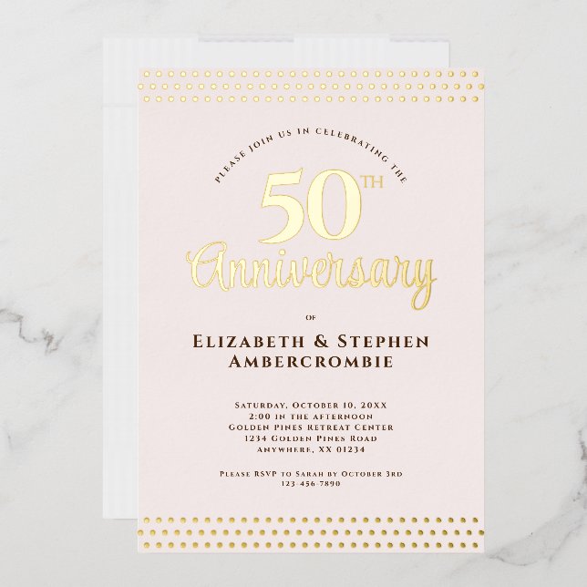 Modern Blush Pink 50th Wedding Anniversary (Envelope)