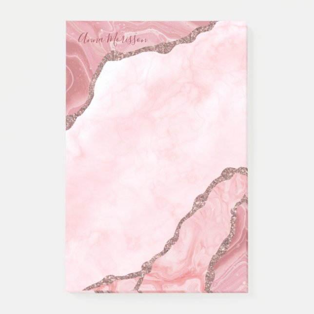 Modern Blush Pink Agate Geode  Post-it Notes (Front)