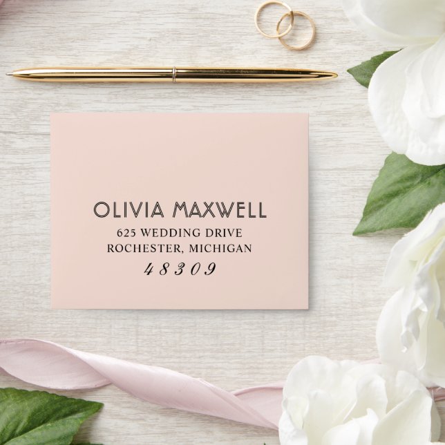 Modern Blush Pink and Black Wedding RSVP Envelope (Wedding)