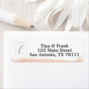 Modern Blush Pink and Gold Return Address Label
