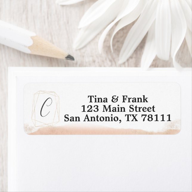 Modern Blush Pink and Gold Return Address Label (Insitu)