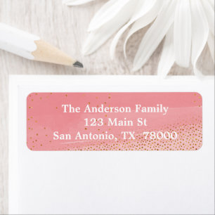 Modern Blush Pink and Gold Return Address Label
