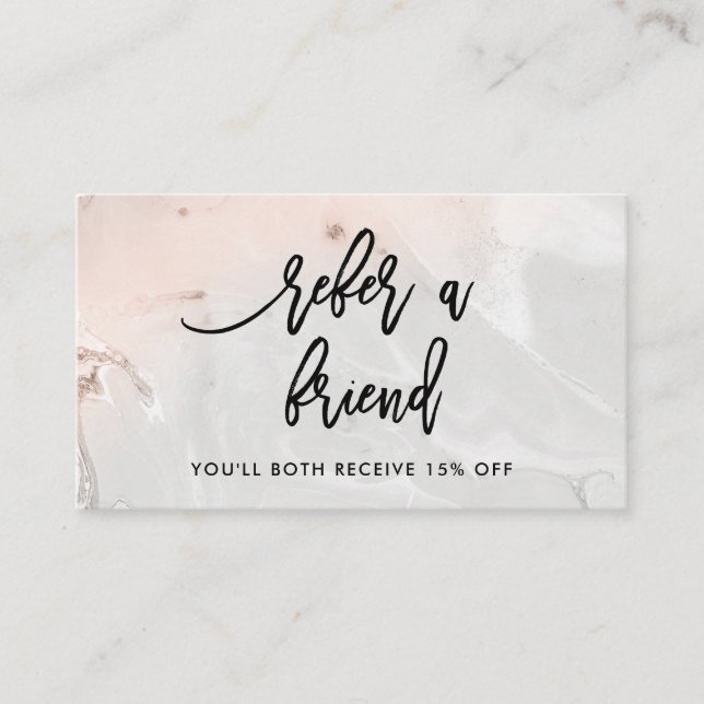 Modern Blush Pink and Grey Marble | Referral (Front)