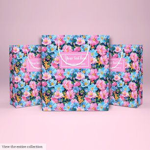 Modern blush pink and light blue gift bag wrap