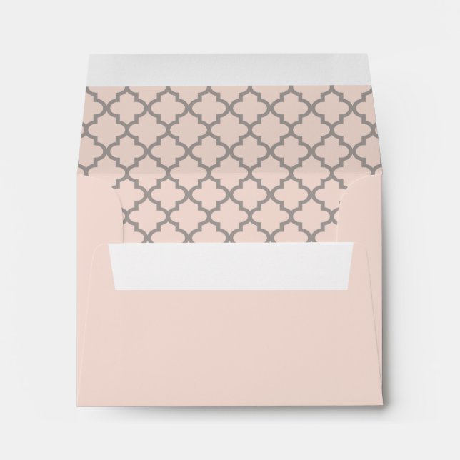 Modern Blush Pink and Pewter Grey Wedding Envelope (Back (Bottom))