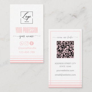 Modern Blush pink and white Logo Business Card