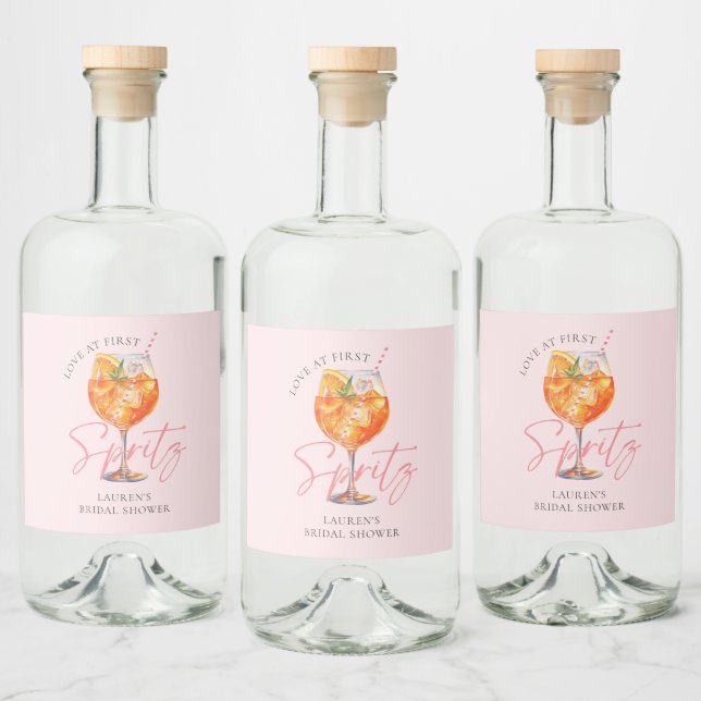 Modern Blush Pink Aperol Spritz Bridal Shower Liquor Bottle Label (Bottles)