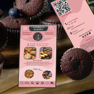 Modern Blush Pink Bakery Add Logo and Brand Photos Business Card