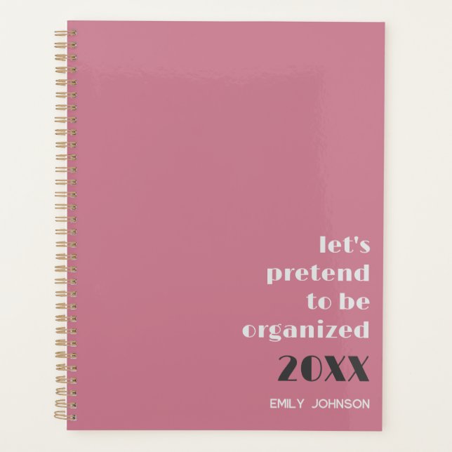 Modern Blush Pink Be Organised Personalised Planner (Front)