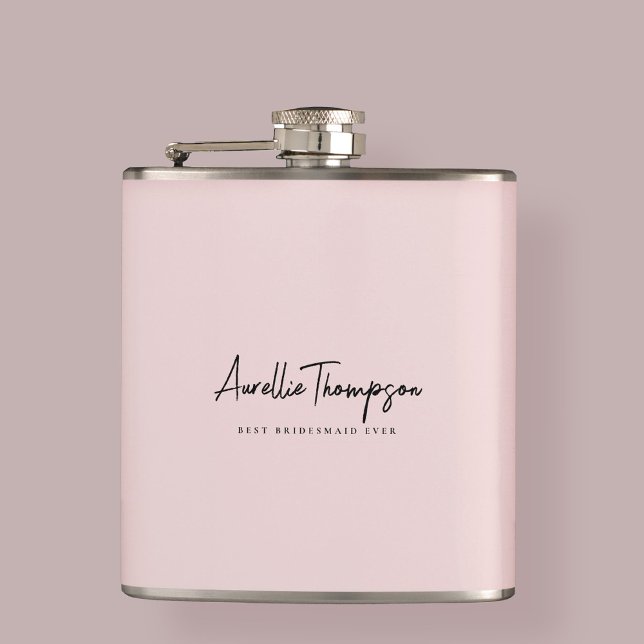 Modern Blush Pink Best Bridesmaid Ever Bridal  Hip Flask (Modern Blush Pink Best Bridesmaid Ever Bridal Flask
)
