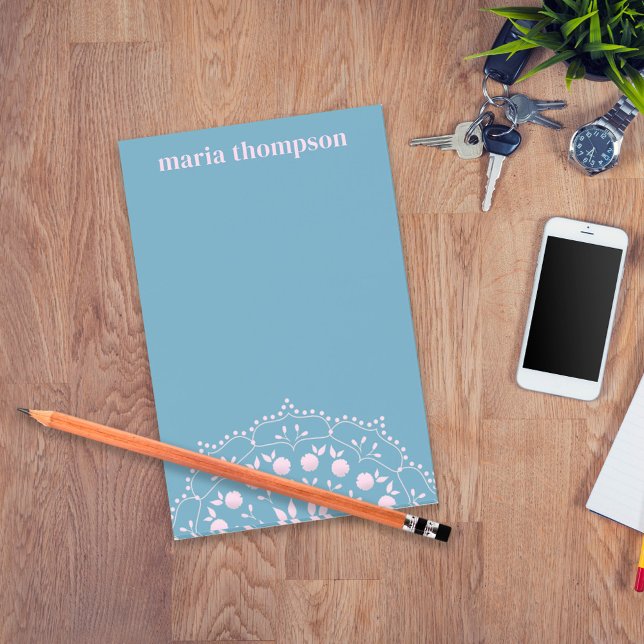 Modern Blush Pink Blue Minimalist Custom Post-it Notes (Creator Uploaded)