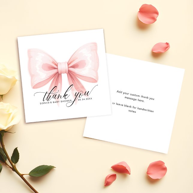 Modern Blush Pink Bow Budget Thank You Card (Creator Uploaded)