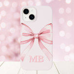 Modern Blush Pink Bow Initial Monogram Case-Mate iPhone 14 Case<br><div class="desc">Create your own personalised monogram phone case with modern typography and elegant bow illustration.</div>