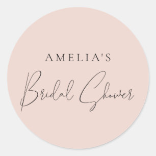 Modern Blush Pink Bridal Shower Classic Round Sticker