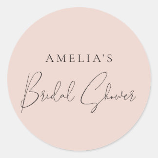 Modern Blush Pink Bridal Shower Classic Round Sticker