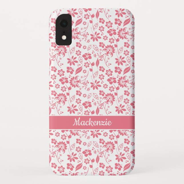 Modern Blush Pink Bright Tropical Flowers Case-Mate iPhone Case (Back)