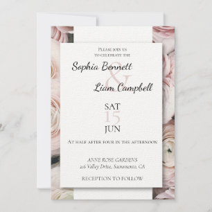 Modern blush pink buttercup flowers invitation