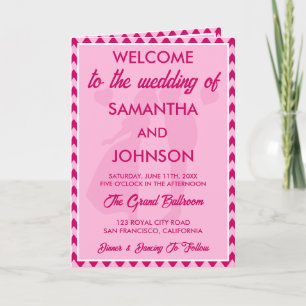 Modern Blush Pink Chevron Wedding Program Card