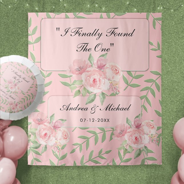 Modern Blush Pink Chic Floral Photo Booth Backdrop Tapestry (Explore other products related to this special event w/ similar design from the "Collection" below.)