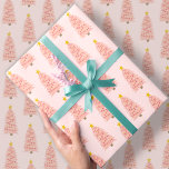 Modern Blush Pink Christmas Tree on Rose Holiday Wrapping Paper<br><div class="desc">This product features a pretty monochromatic coral and pink decorated christmas tree with a gold star,  repeated in a seamless pattern on soft pastel rose quartz blush pink</div>
