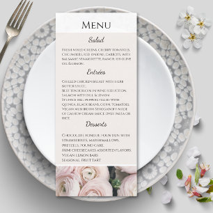 modern blush pink Collection wedding menu card