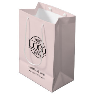 Modern Blush Pink Corporate Company Business Logo Medium Gift Bag