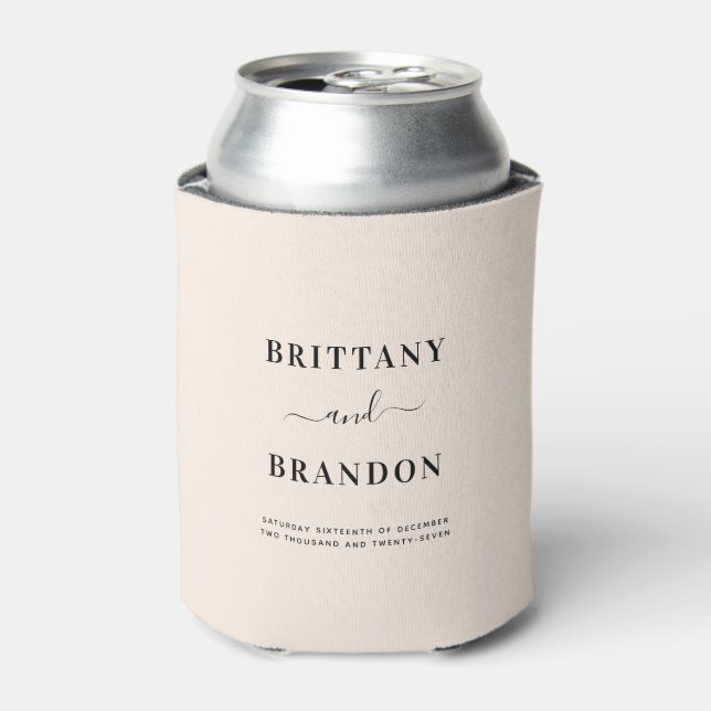 Modern Blush Pink Elegant Wedding Can Cooler (Can Front)