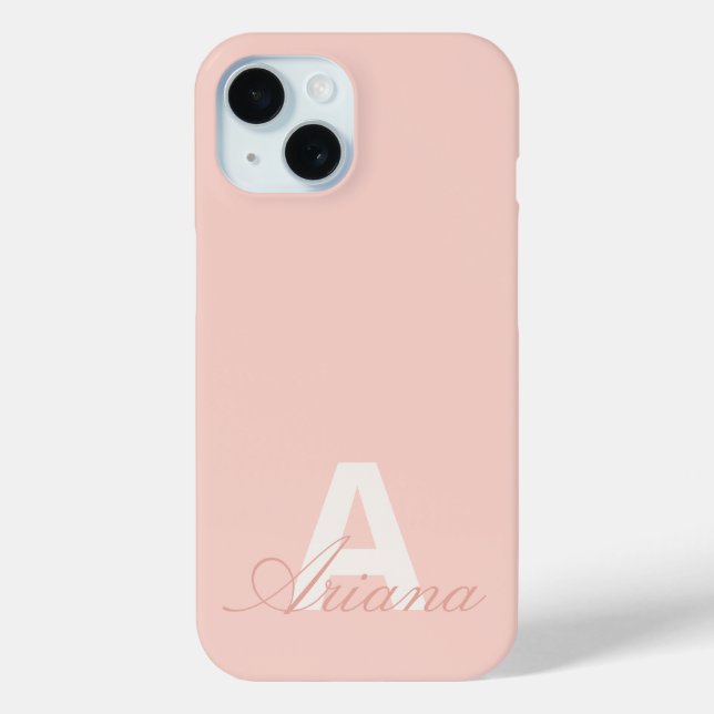 Modern Blush Pink Feminine Script Monogrammed Case-Mate iPhone Case (Back)